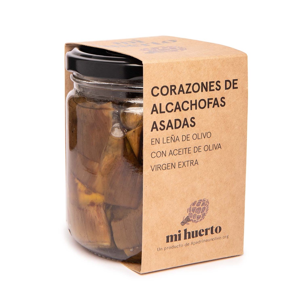 Corazones de alcachofas asadas en leña de olivo con AOVE (1ud x 305g)