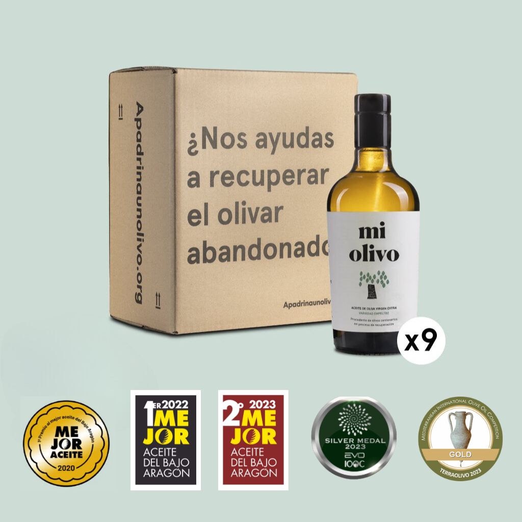 Caja Aceite de Oliva Virgen Extra Monovarietal Empeltre (estuche 9 uds. x 500 ml)