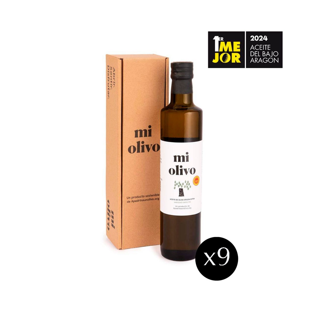 Caja Aceite de Oliva Virgen Extra Monovarietal Empeltre (estuche 9 uds. x 500 ml)