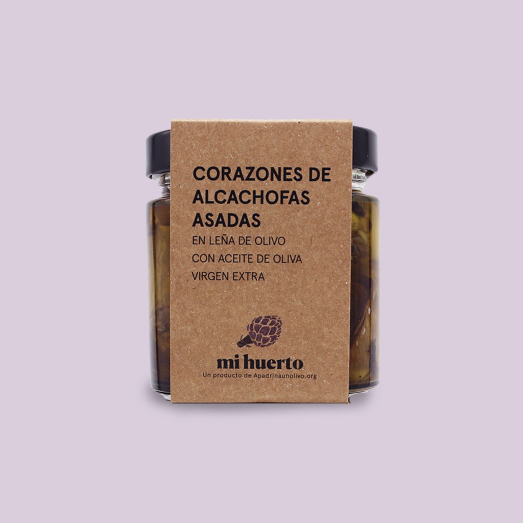 Corazones de alcachofas asadas en leña de olivo con AOVE (1ud x 305g)