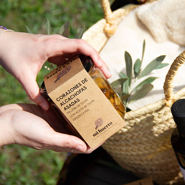 Corazones de alcachofas asadas en leña de olivo con AOVE (1ud x 305g)