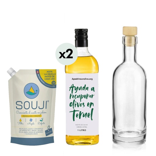 [900001006] Pack para hacer jabón Souji + 2 litros de aceite + ¡Botella mezclas de regalo!