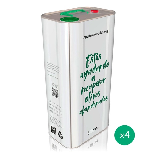 [pack-lat-5l-emp] Pack de 4 Latas de Aceite de Oliva Virgen Extra Monovarietal Empeltre 5L (PREVENTA)