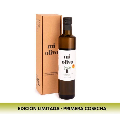 Estuche aceite de Oliva Virgen Extra Monovarietal Empeltre 1ª cosecha "en verde". 500 ml (1 ud.)
